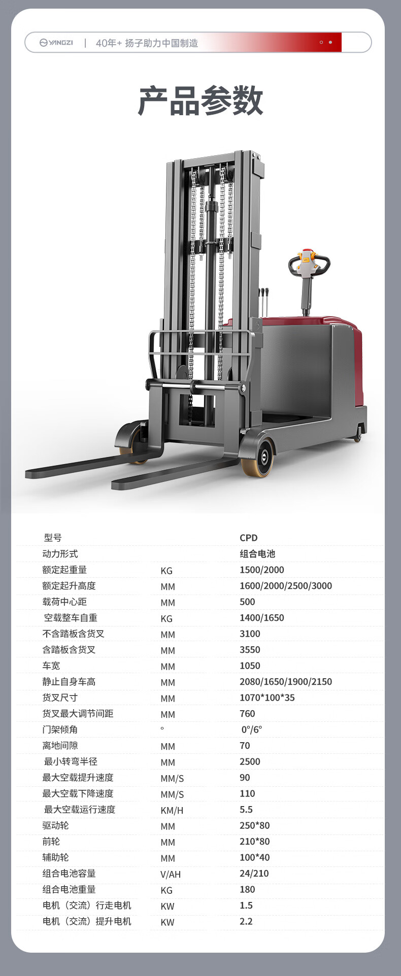 揚子站駕式平衡重堆高車CPD-J(圖14)